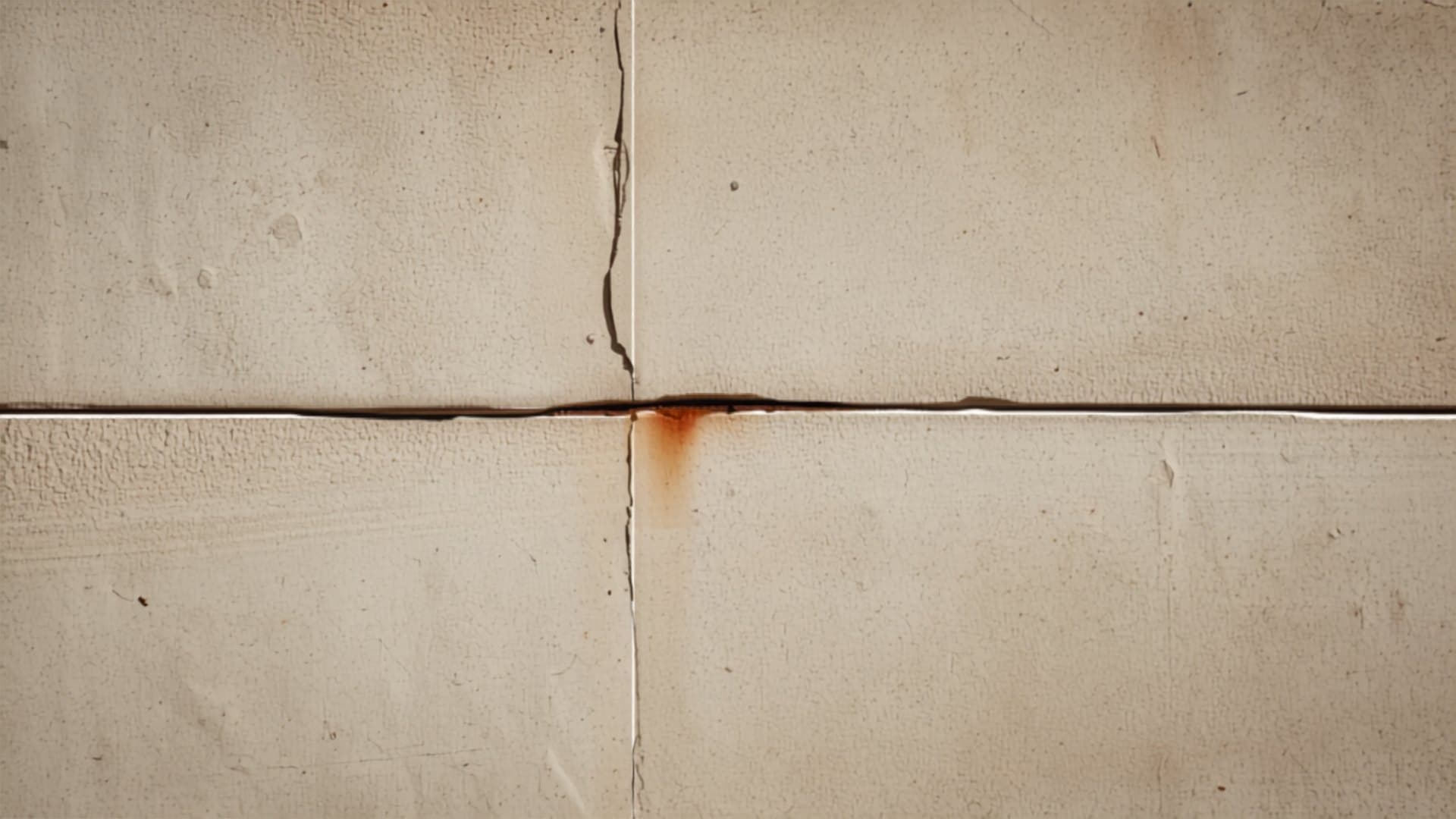 Illustration of a horizontal crack across a concrete facade with a rust-brown stain weeping from it